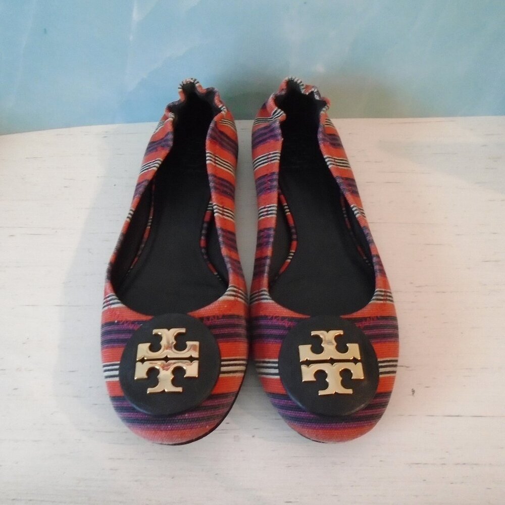 EUC 💥 TORY BURCH REVA MULTICOLOR FLATS ~ SIZE 7 ~ GORGEOUS!